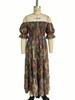European and American Summer New Exotic Bohemian Vacation Style One-word Shoulder Princess Sleeve Dress