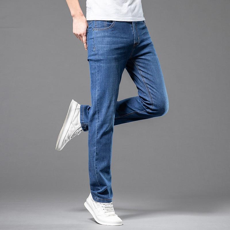 

Летние тонкие джинсы мужские прямые свободные молодежные повседневные брюки деловые повседневные брюки 42