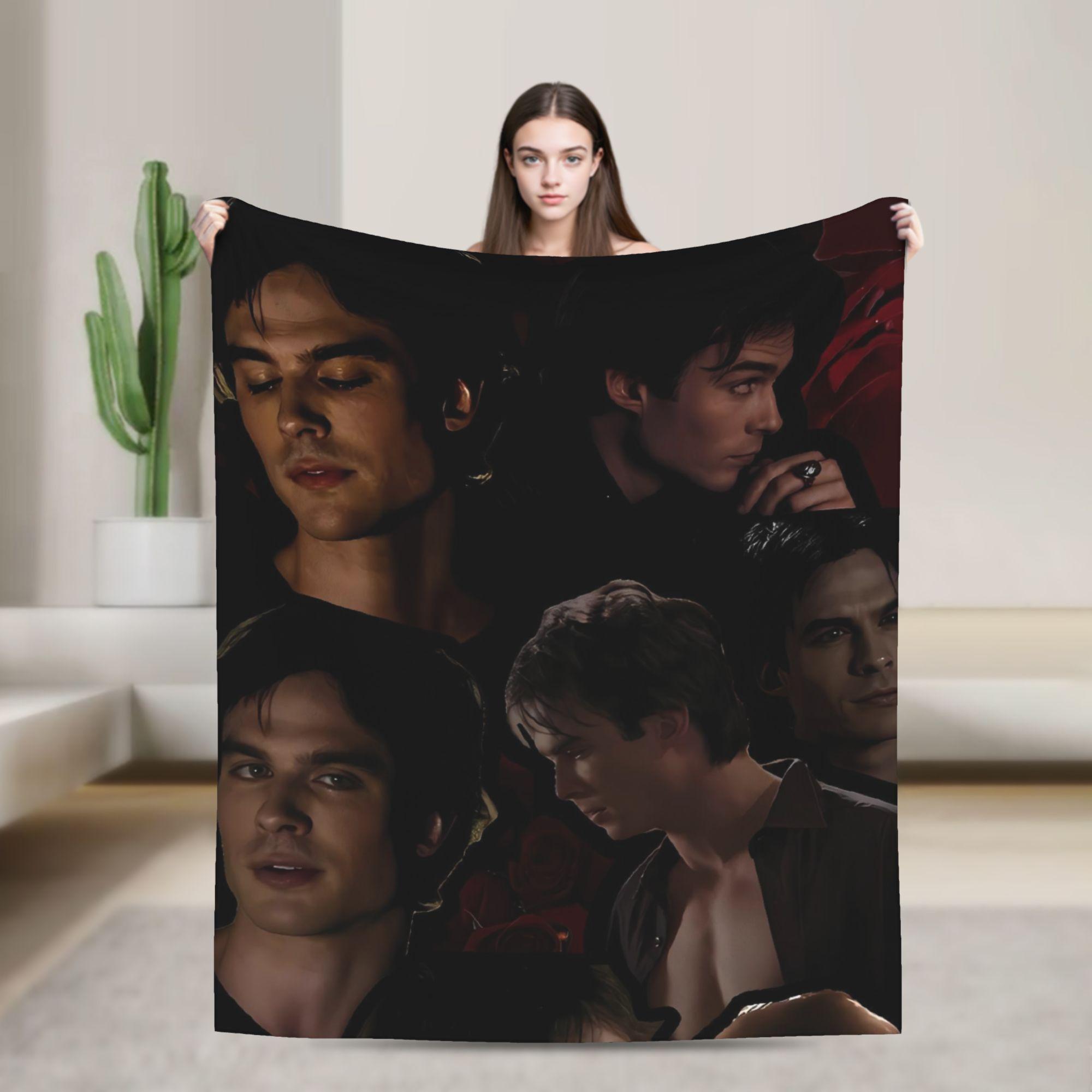 

The Vampire Diaries Damon Salvatore Movie Blanket Super Warm Novelty Plush Throw Blanket For Couch Bed Bedspread Bed Cover 75cmx90cm