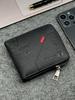 Zippered Slim Mens PU Wallet - Compact Size for Coins & Cards - Business Design