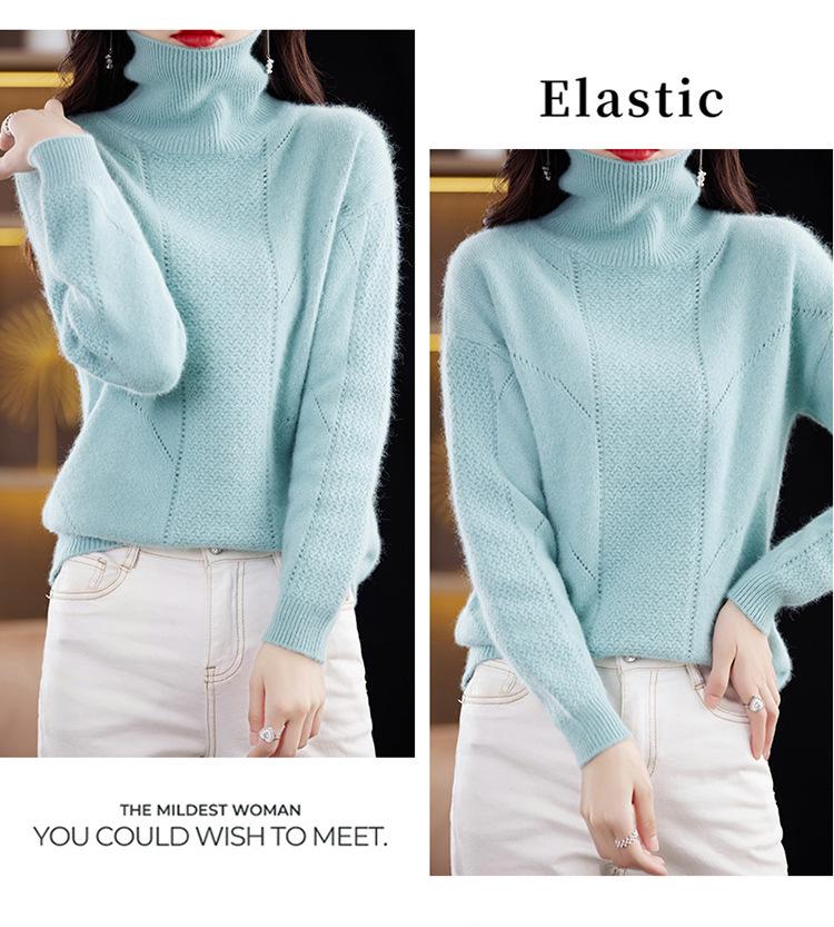 Mink Cashmere High-Neck Loose Pullover: Women's Thick Knit for Autumn/Winter 2025