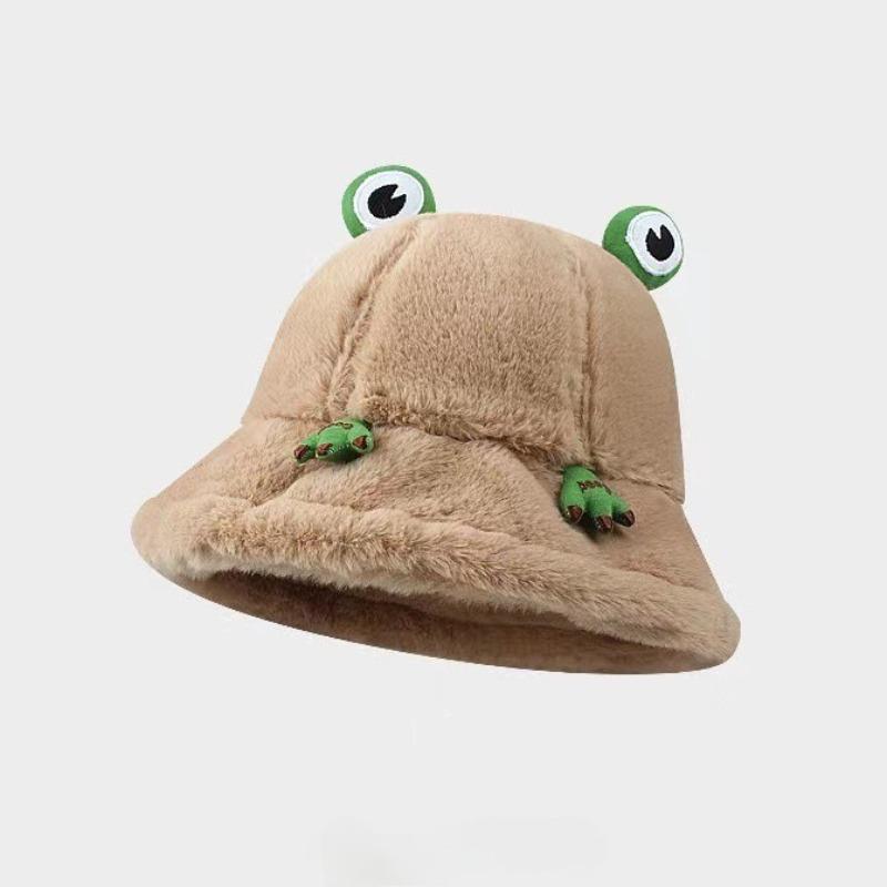 Fashion Autumn Winter Fisherman Hat Cute Soft Frog Hat Keep Warm Bucket Hats Outdoor