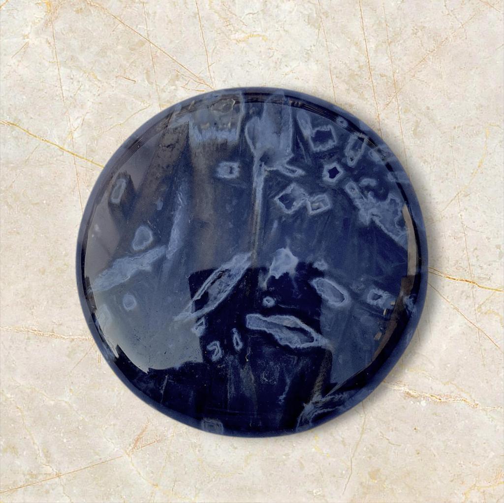 Natürliche Runde Form Türkischer Stabachat Cabochon Edelstein, 57,30 Karat, 32x7 MM Größe Cabochon.