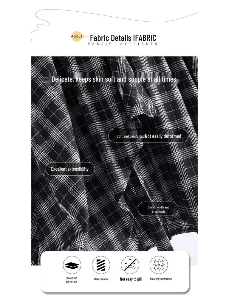 Autumn 2025 High-Waisted Irregular Black & White Plaid Skirt for Women