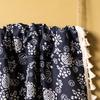 Japanese Dark Blue Retro Homestay Decorative Door Curtain Cotton And Linen Fabric Short Curtain Small Curtain Fringed Bookcase Blocking Partition