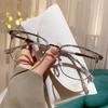 Retro Y2K Square Pochromic Eyeglasses Copper Alloy Frame Business Fashion Glasses for Men and Women