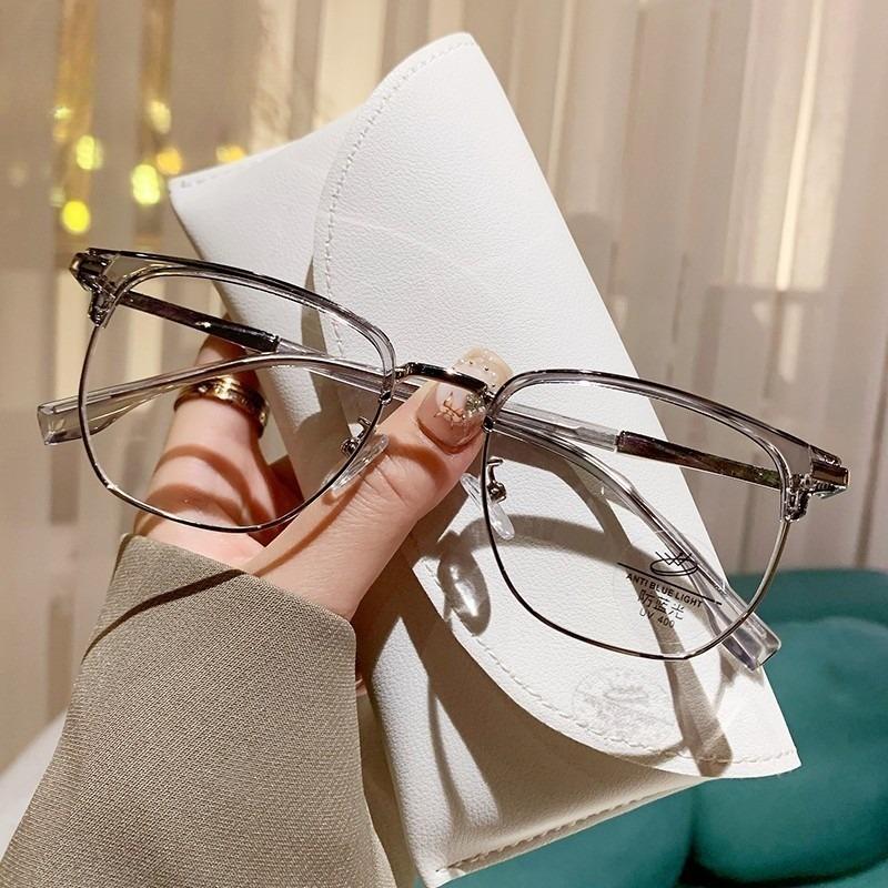Retro Y2K Square Pochromic Eyeglasses Copper Alloy Frame Business Fashion Glasses for Men and Women