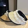 Lace Bow Straw Empty Top Sunscreen Hat Women's Summer Big Brim Sunshade UV Protection Sun Hat