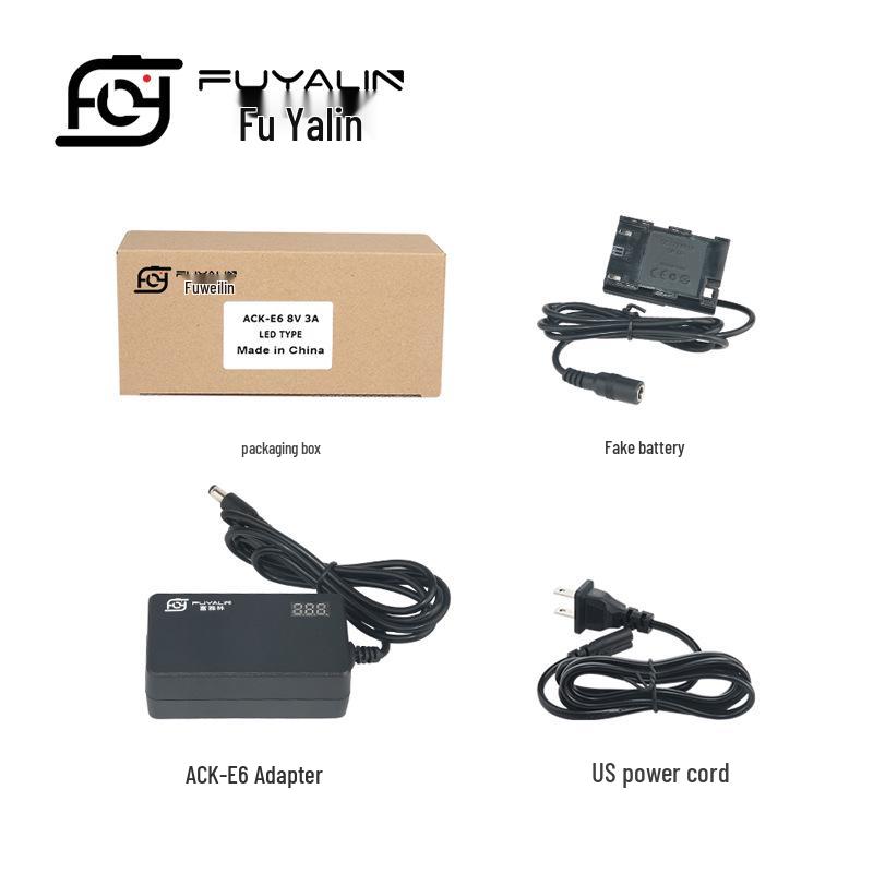 LPE6 Dummy Battery Power Adapter for Canon EOS R, R5, R6, 5D4, 5D3, 5D2, 70D