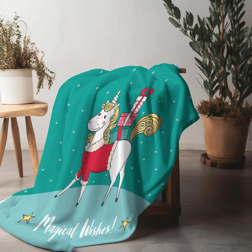 

Милое покрывало-плед с единорогом, мягкое, пушистое, декор для детской комнаты, подарок, уютное покрывало, плюшевое одеяло, декор спальни для девочек и мальчиков-подростков 75x90cm