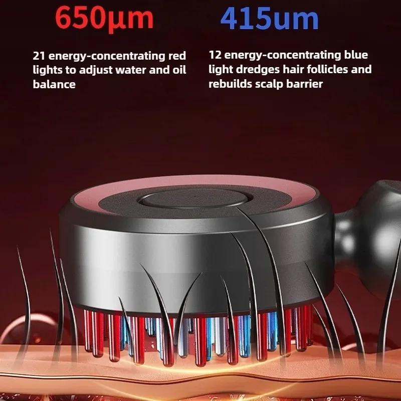 Electric Vibration Massage Comb Red Light Hair Follicle Comb Scalp Oil Liquid Applicator Head Massager Hair Growth Anti Loss