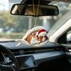2Pcs Sleeping Dog Car Hanging Ornament, Acrylic 2D Flat Pendant, Cute Animal Rearview Mirror Charm, Christmas Gift Keychain