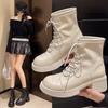 Super Fire Thick Heel Martin Boots Women's British Style Lace-up Short Boots Thin Boots Thick-soled New Autumn Brown 2025 Elastic