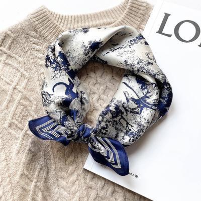 Bufanda cuadrada pequeña de seda morera de 53 x 53 cm, bufanda de seda decorativa profesional multifuncional de moda para primavera y otoño, chal cálido