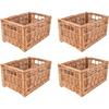 Storage Basket - CREATIVE HOME - Set of 4 - Rectangular 30x20x16 Cm - Natural Wicker - Carrying Handles