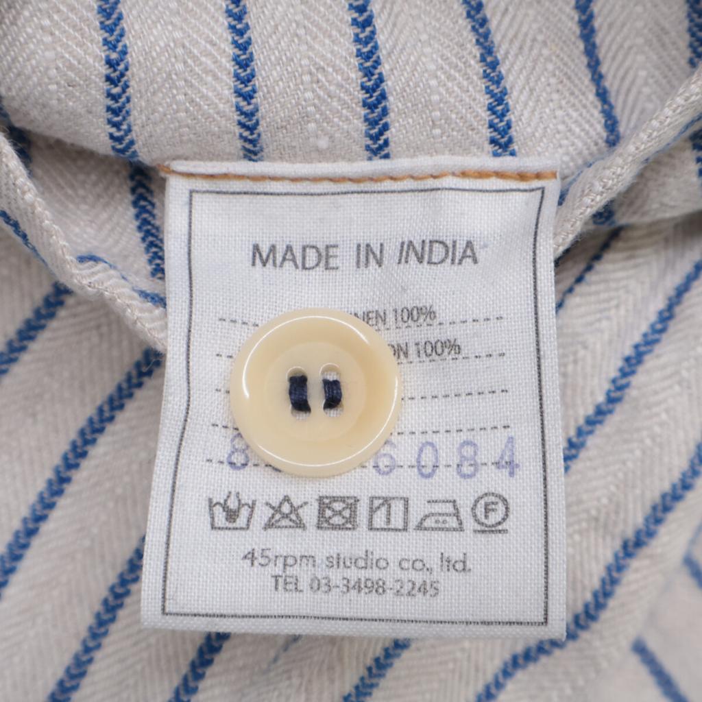 45R 8046084 White x Blue Indian Linen Twill 908 Poppo Pants Bottoms 1 IvoryUsed