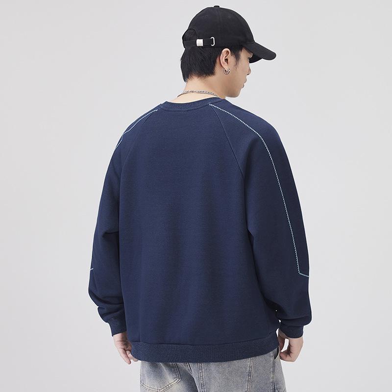 Men's 2025 Autumn/Winter Fleece-Lined Round Neck Sweatshirt - Casual, Loose, High-End Texture, Thick Long Sleeve Top