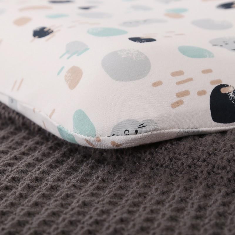 Kids Memory Foam Pillow With Cotton Cover Wave Shape Toddler Sleep Support 58x33x5-7cm