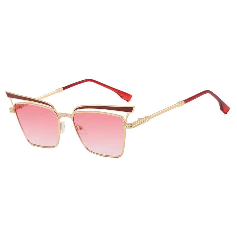 

SO&EI Fashion Metal Cat Eye Women Luxury Sunglasses Vintage Brand Designer Gradient Shades UV400 As the picture