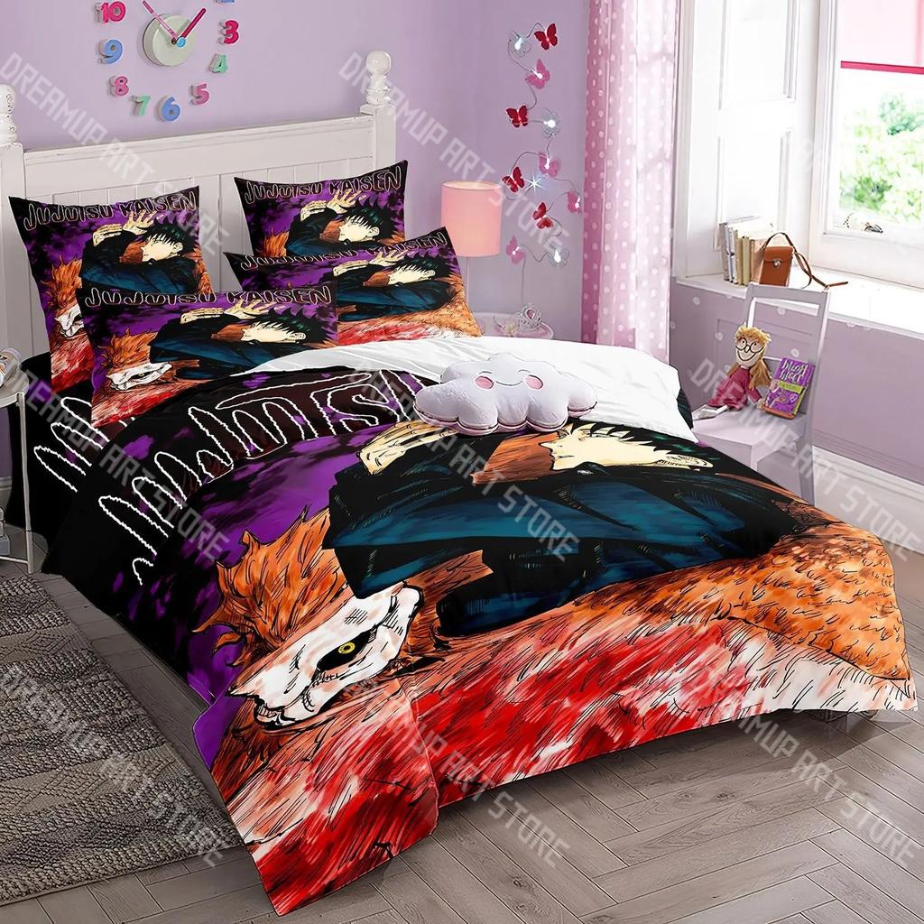 Fashion Anime Jujutsu Kaisen Bedding Set Single Twin Full Queen King Size Bed Set Kids Bedroom Duvetcover Sets Bed Sheet Set