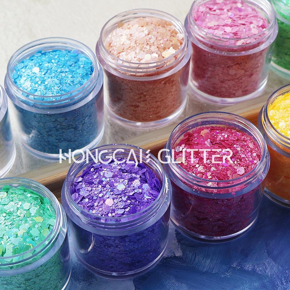 Bulk Holographic Macaroon Polyester Chunky Mixed Glitter for Epoxy Resin Crafts Tumblers Christmas Decorations