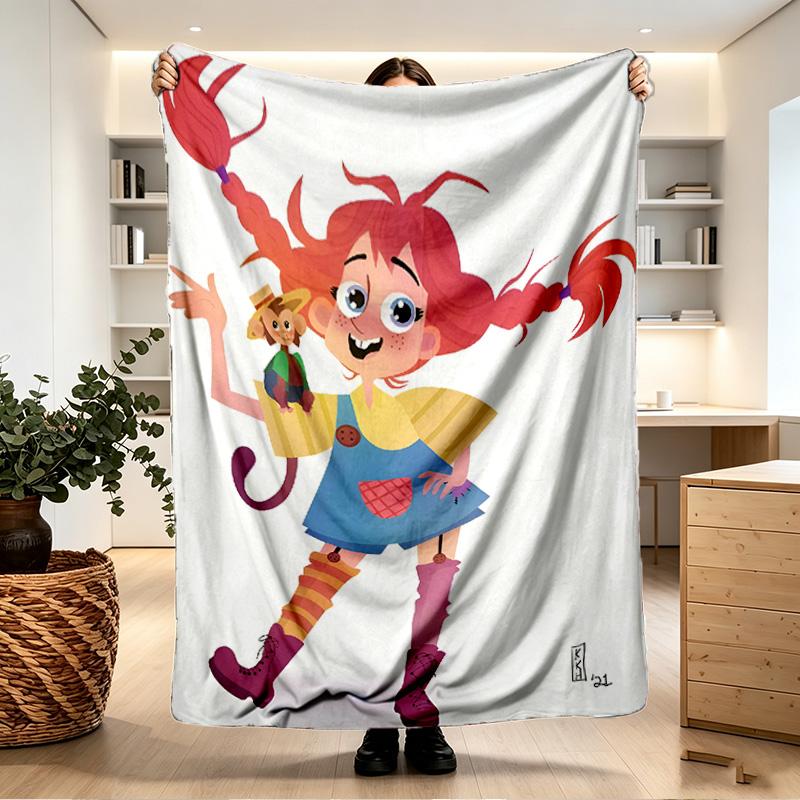 Pippi Longstocking Print Blanket - Soft & Comfortable, for Bedroom, Travel, Sofa, Home Decoration - Birthday Christmas Gift for Friend