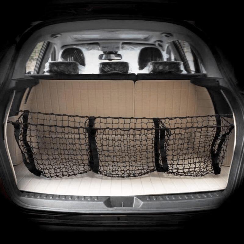3-Pocket Car Storage Net For Pickup Trucks & SUVs Three-Post Luggage Net for Trunk Ideal Organizer for Luggage & Accessories New