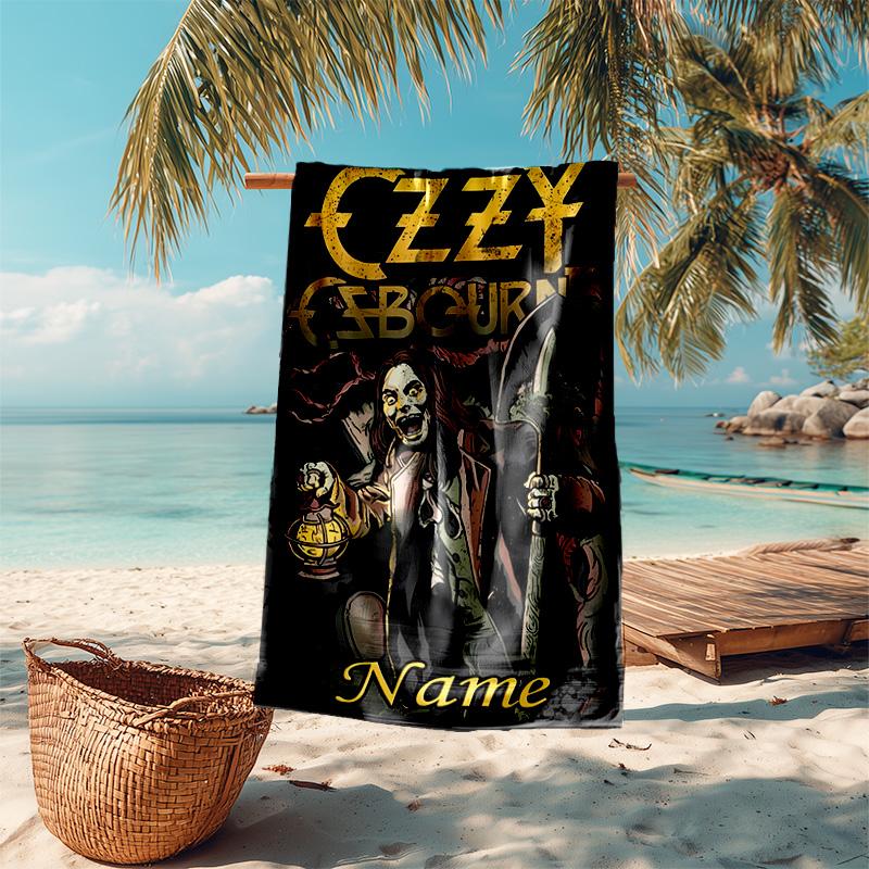 Personalisierter, maßgeschneiderter Strandtuch mit Proof-Muster von Rock-Legende Ozzy Osbourne - weich, saugfähig, schnelltrocknend, perfekt für Schwimmen, Camping & Baden
