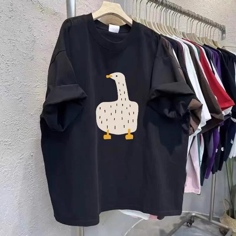 Womens Casual Duck Print Loose Short Sleeve T Shirt