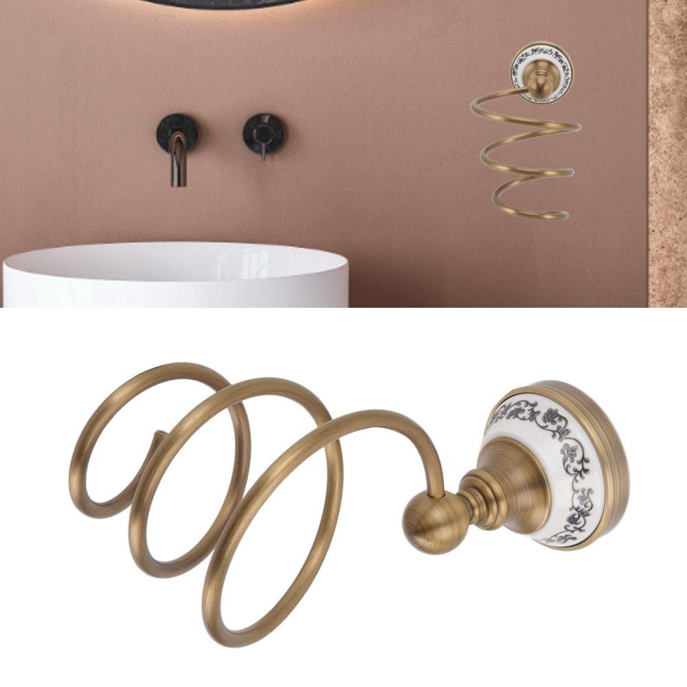 Brass Hair Dryer Holder Antique Retro Style Blow Dryer Rack  Bathroom Salon Barber Shop