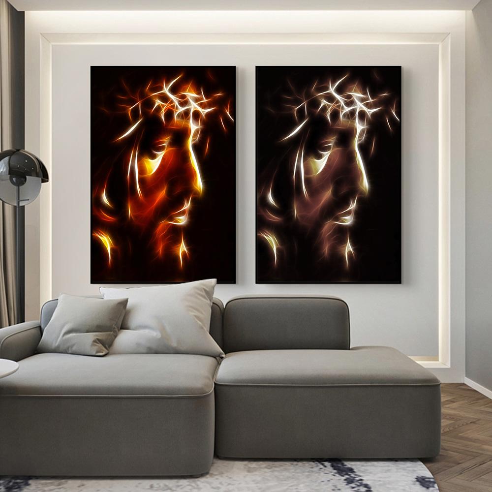 Schwarz und Gold Die Passion Christi Kunst-Leinwanddrucke und Poster Skandinavisches Wandkunstbild Cuadros für Wohnzimmerdekoration