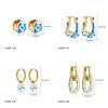 Zinc Zinc Alloy Ceramic Ear Buckle Jewelry Accessories Hoop Earrings Blue and White Porcelain Earrings  Women