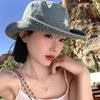 Denim Star Fisherman Hat Adjustable Outdoor Sun Hat Kawaii Western Cowboy Hat  Camping