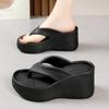 Damen Zehensteg Keilabsatz Flip Flops Sommer Rutschfeste Plateau Strandsandalen Damenschuhe Outdoor Pantoletten