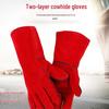 Red Cow Split Leather Welding Gloves with Heat and Spark Protection