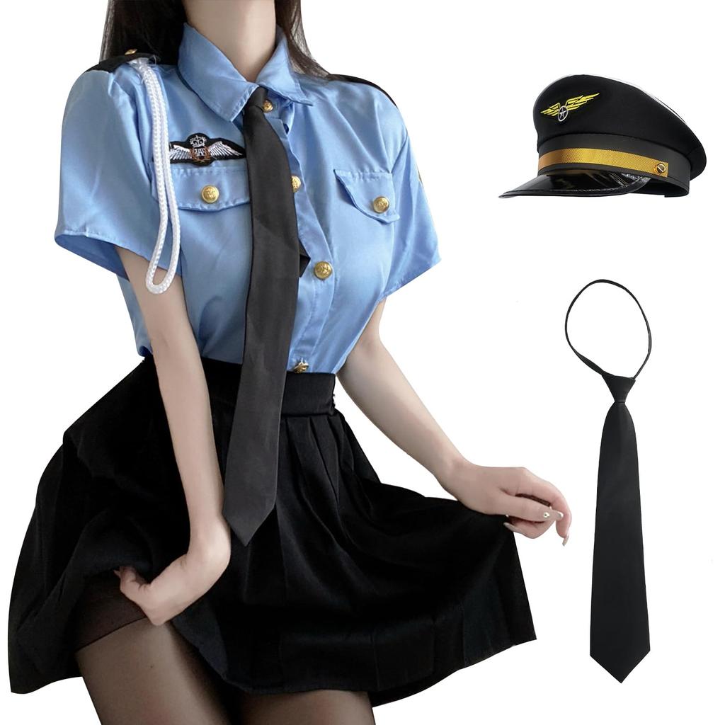 Police Cosplay Halloween Police Officer Costume Skirt Tie Set Policewoman Disguise Cute Uniform Sexy Mini Skirt Cosplay Police Costume Cultural