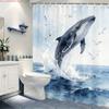 Watercolor Sunset Ocean Sailboat & Seagulls Waterproof Shower Curtain For Bathroom Decor