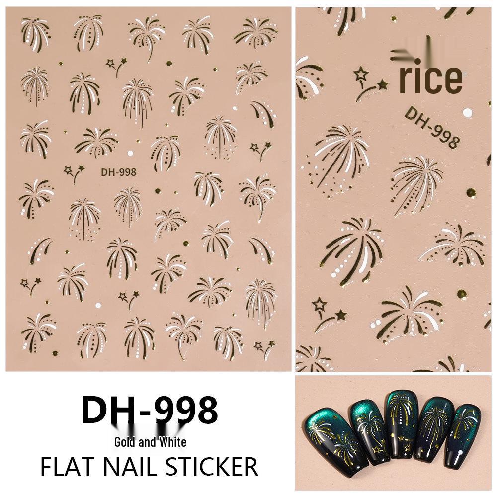 Redanco3D Cartoon Nail Stickers: Laser Red Fireworks - DH-998