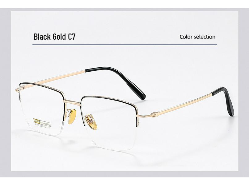 Danyang Men's Half-Frame Myopia Glasses, Memory Titanium Business Eyebrow Line, Model 8047.