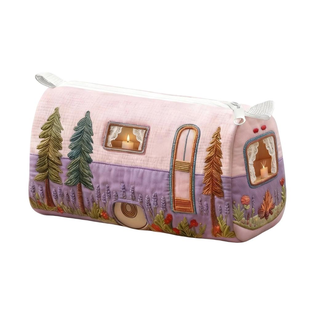 Quilted Storage Bag Cosmetic Organizer Multifunctional Travel Pouch Small Size Durable Lightweight Portable
