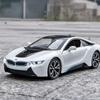 New 1:24 BMW I8 Super Sports Car Alloy Car Model Die-cast Metal Toy Car with Sound and Light Boy Children's Toy Collectible Indoor Ornaments Gift