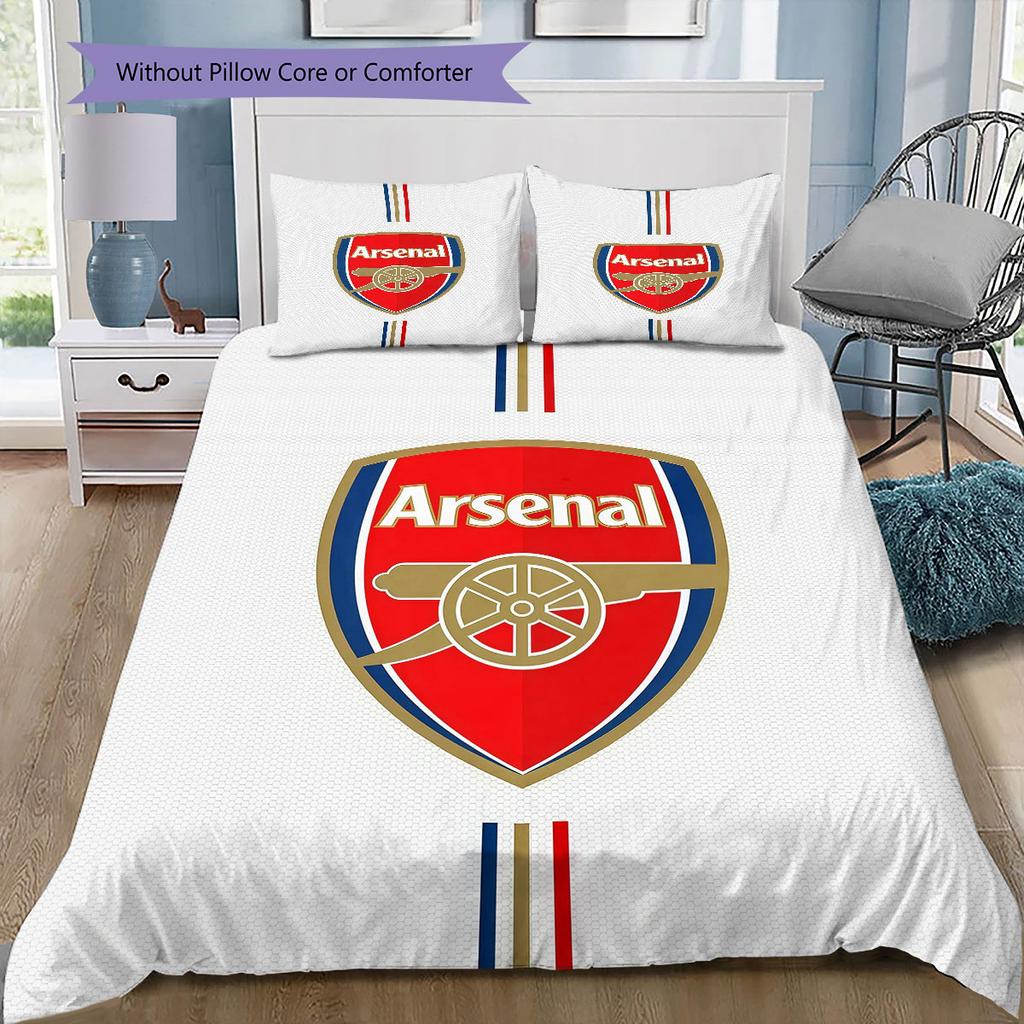 Arsenal Pattern Bedding Home Decoration Birthday Gift ( 1 Duvet Cover + 2 Pillowcase, Without Core),fan Merchandise.