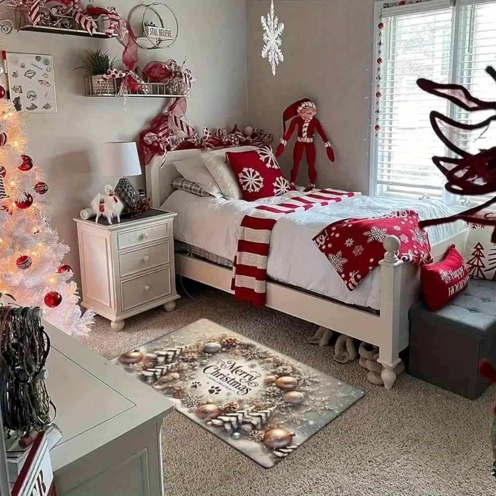 1Pcs Anti Fatigue Kitchen Rugs, Christmas Cedar Tree Print Waterproof Non-Slip Thick Cushioned Kitchen Mat Heavy Duty Comfort Standing Mat for Kitchen