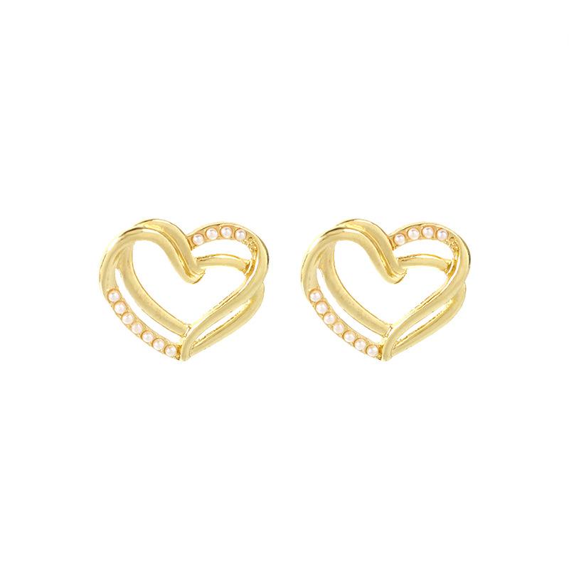 French ins same geometric love pearl earrings Douyin retro design temperament earrings