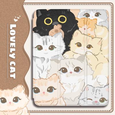 For iPad 9.7 2018/17 Cute Cat Air3 10.5 PRO11 2020/21 iPad Mini4/5 10.2 Gen9 Gen8/7 Gen6/5 Pro 10.5 Air 2/1 Flip Stand Silicone Protective Case Cover