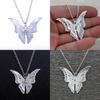 Stylish Alloy Butterfly Pendant Necklace Silver-plated With Dazzling Crystals