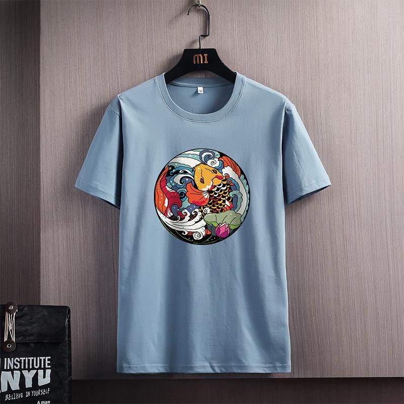 Uomo 's Manica Corta Girocollo Largo Estate Cotone 