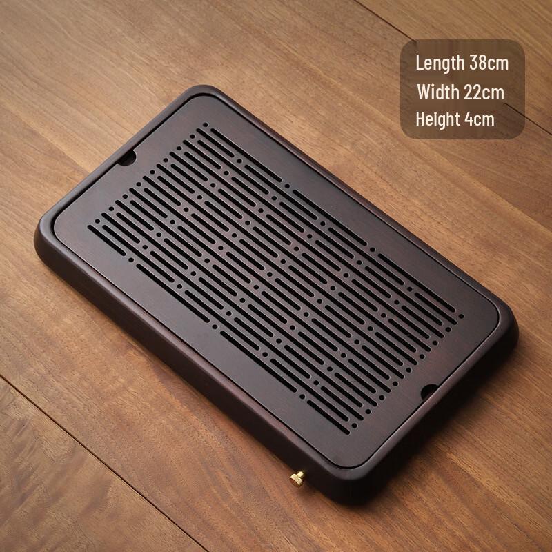Handun Bamboo Round Tea Tray with Water Storage and Drainage