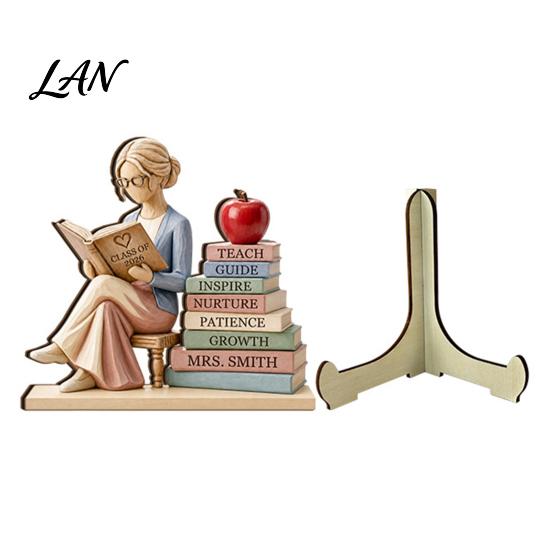 Wear-resistant Decorative Crafts Wooden Reading Desktop Ornaments for Home Office Decor, Minimalist Figurine, Creative Appearance Table Art
