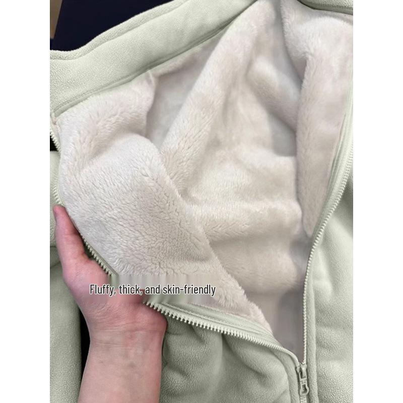 Women's Fleece Lined Windbreaker: Lamb Wool, Warm Velvet, for School Uniforms, Spring & Autumn 